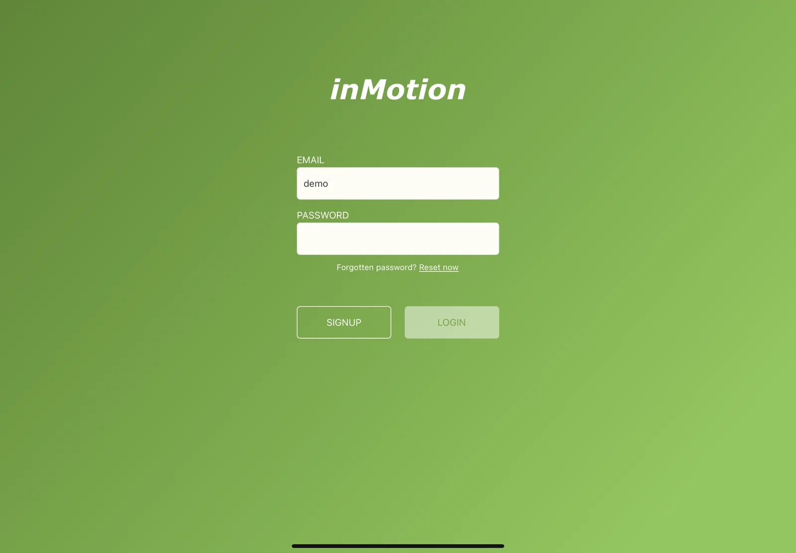 The login screen on an iPad