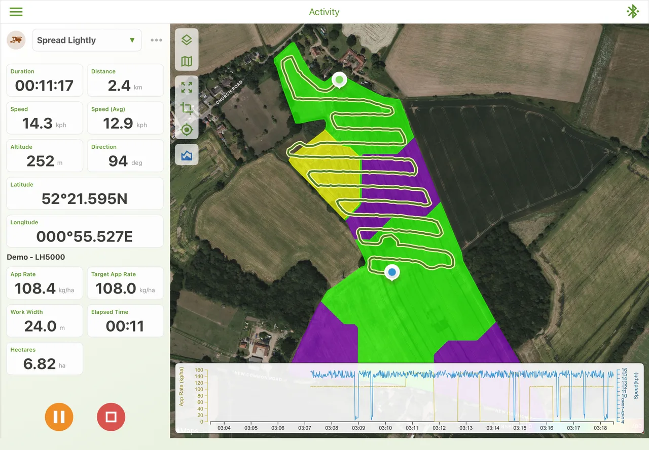 inMotion Track - Fertiliser Spreading on iPad